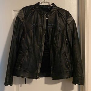 Harley-Davidson leather coat with hoodie liner